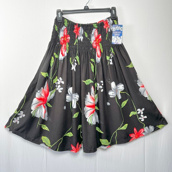 NWT Aloha Hut Hawaii Pua P'ua Hula Skirt One Size Smocked Waist Tropical Resort - Picture 1 of 7